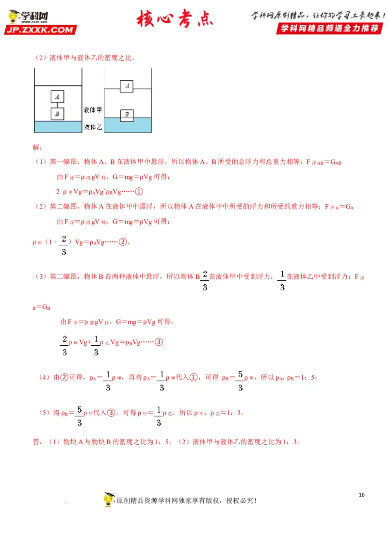 专题20物体浮沉条件及其应用（解析版）-2022年中考物理二轮专项复习核心考点突破与必刷题型汇编（全国通用）_8、物理总复习_8.中考物理总复习_2022年中考复习资料