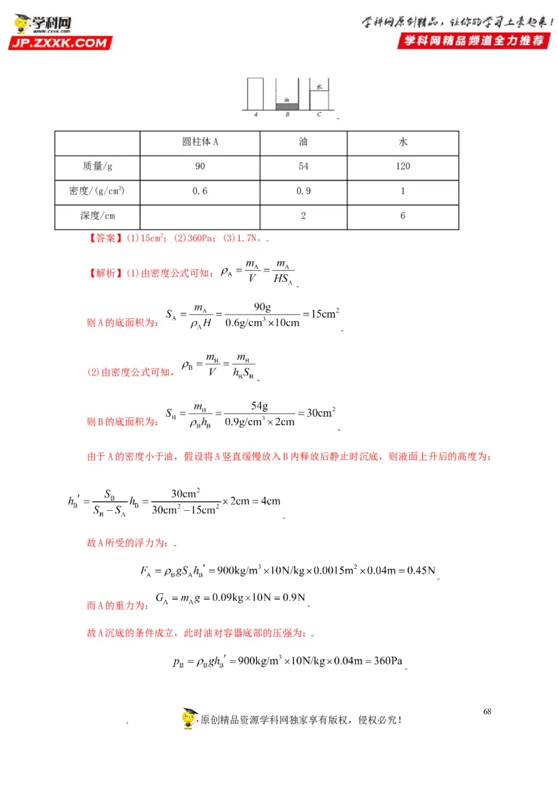 专题08压强（解析版）_8、物理总复习_8.中考物理总复习_2022年中考复习资料_三年（2019-2021）中考真题物理分项汇编（全国通用）