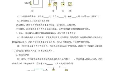 第十九章生活用电（知识清单）-（人教版）（学生版）_初物_八年级上下册+九年级全一册物理_九年级物理全一册_知识清单
