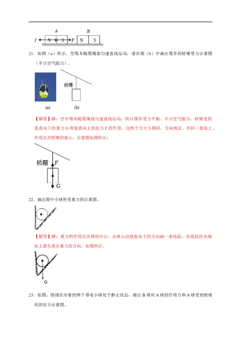 作图题01受力分析类（解析版）_8、物理总复习_8.中考物理总复习_2023年中考复习资料_二轮复习_2023年中考物理二轮题型专项复习（全国通用）
