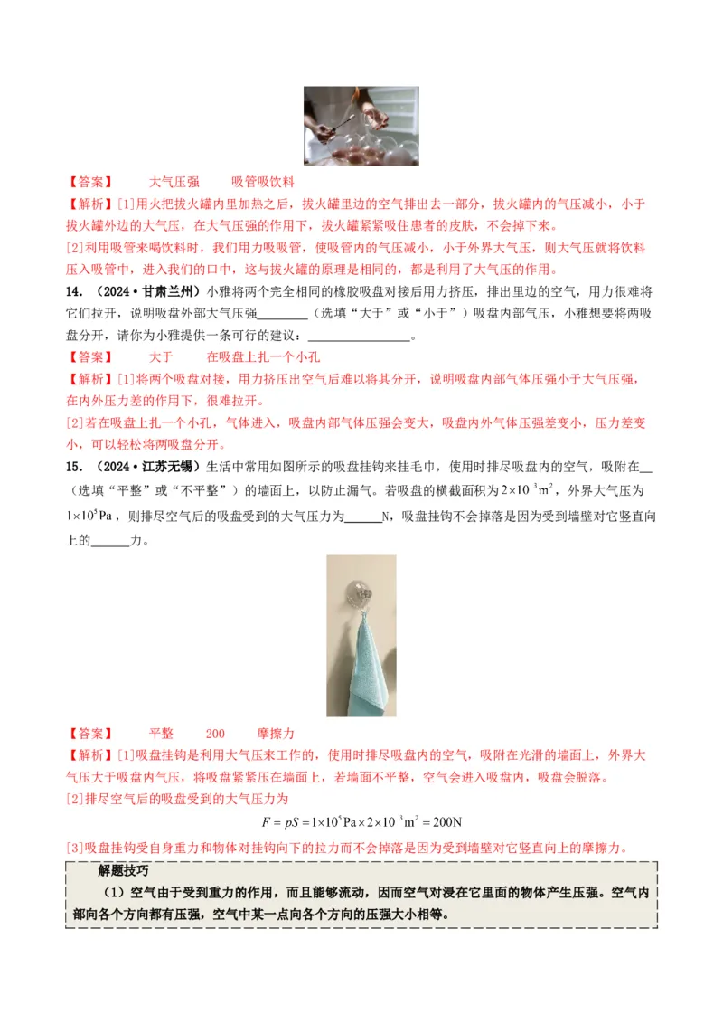 专题09压强（考情聚焦+中考新考法+真题透视4大考向+新题特训）（解析版）_8、物理总复习_2025年中考复习资料_备战2025年中考物理真题题源讲义（全国通用）