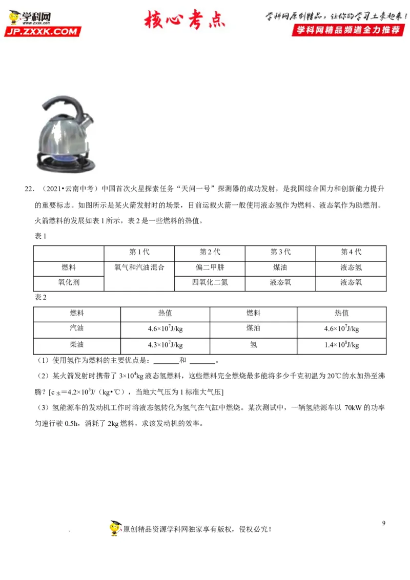 专题27内能的利用（原卷版）-2022年中考物理二轮专项复习核心考点突破与必刷题型汇编（全国通用）_8、物理总复习_8.中考物理总复习_2022年中考复习资料