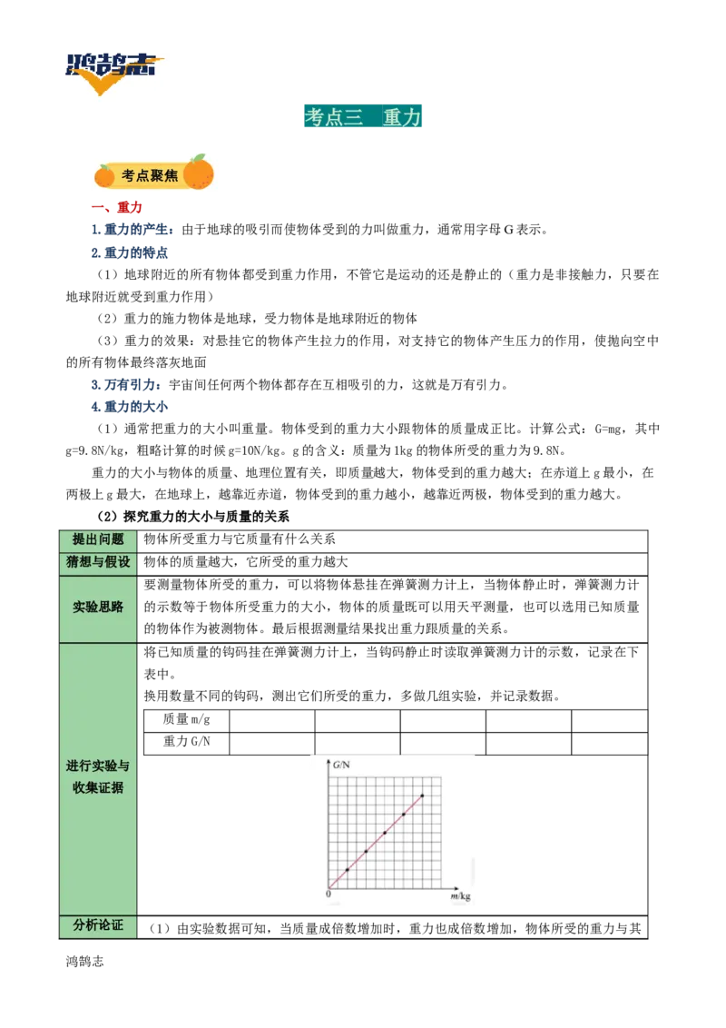 专题08力（讲义）（原卷版）_8、物理总复习_《2025年中考复习讲义》物理