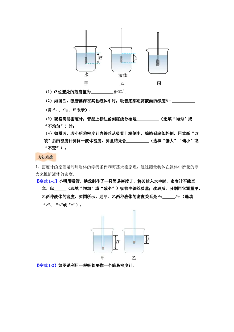 课时10.4跨学科实践：制作微型密度计（学生版）_初物_八年级上下册+九年级全一册物理_八年级物理下册_讲义（更新中）-U26