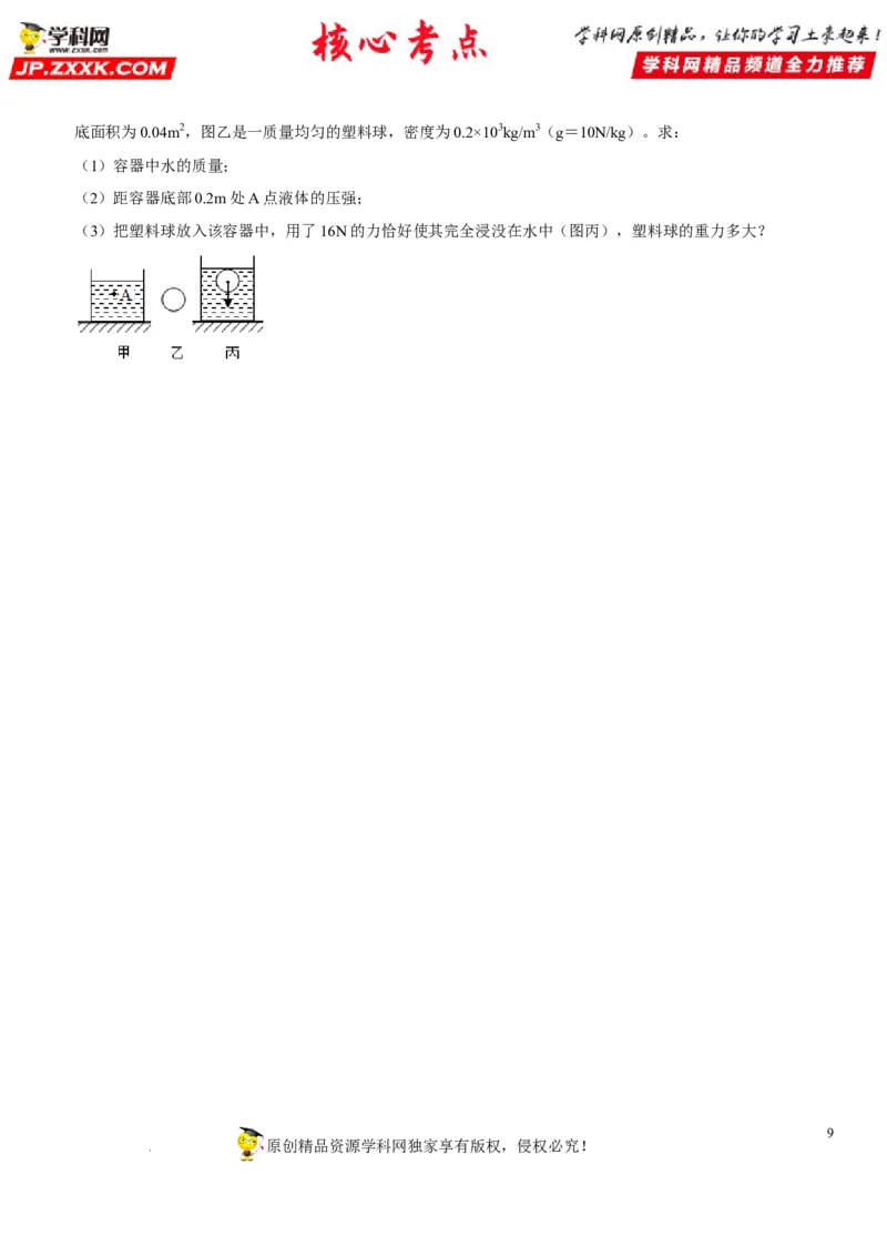 专题21压强与浮力综合（原卷版）-2022年中考物理二轮专项复习核心考点突破与必刷题型汇编（全国通用）_8、物理总复习_8.中考物理总复习_2022年中考复习资料