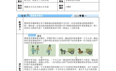 第4节同一直线上二力的合成_初物_八年级上下册+九年级全一册物理_八年级物理下册_全套教学资源_课件教案教学反思_教案_第八章运动和力_第4节同一直线上二力的合成