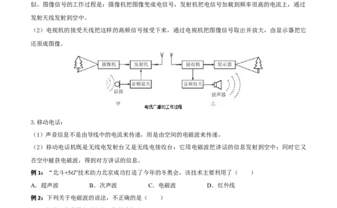 专题20信息的传递全攻略备战2023年中考物理一轮重难点复习（原卷版）_8、物理总复习_8.中考物理总复习_2023年中考复习资料_一轮复习_全攻略备战2023年中考物理一轮重难点复习