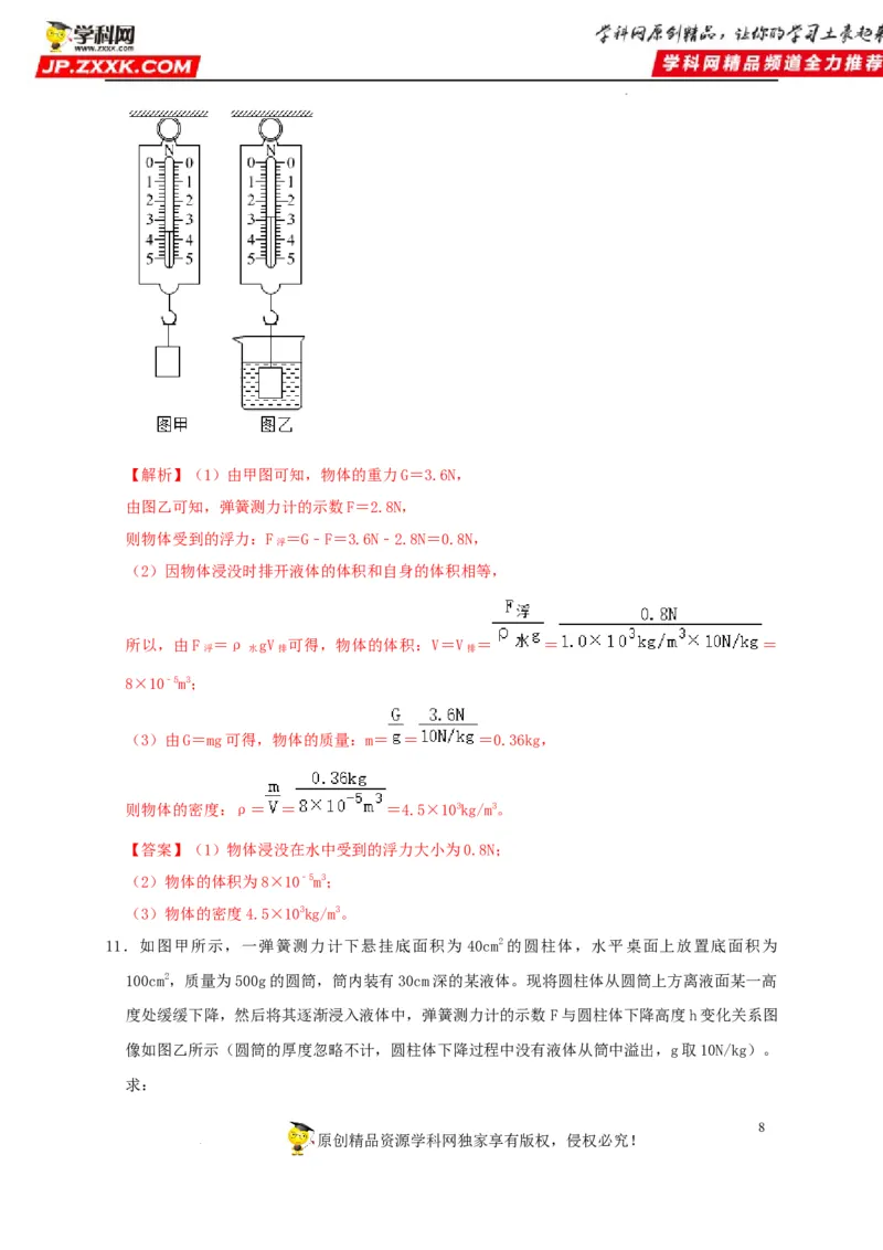 第10章浮力（解析版）_8、物理总复习_8.中考物理总复习_2022年中考复习资料_2022年中考物理一轮复习知识点梳理与针对性分层训练（人教版）265897621