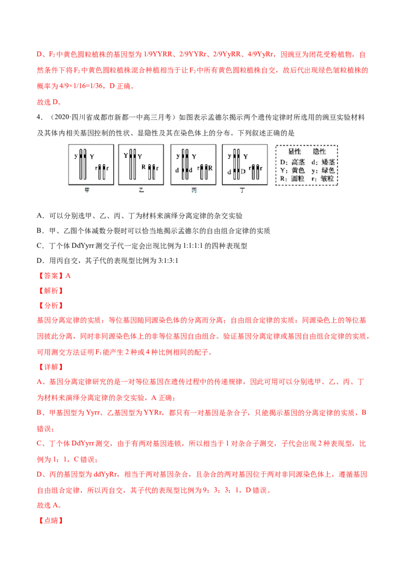 专题08基因的自由组合定律-2021年高考真题和模拟题生物分项汇编（解析版）_新高考复习资料_2022年新高考复习资料_2021年高考真题和模拟题生物分项汇编7.30更新