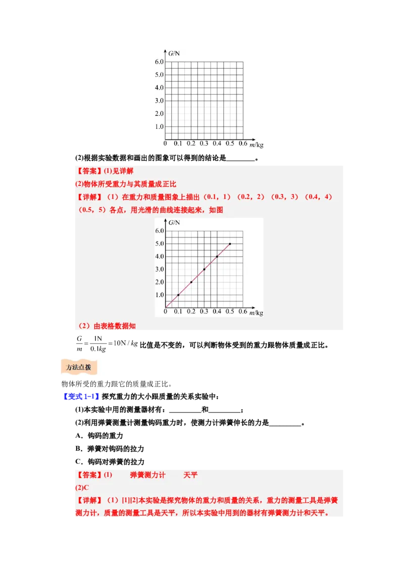 课时7.3重力（教师版）_初物_八年级上下册+九年级全一册物理_八年级物理下册_讲义（更新中）-U26