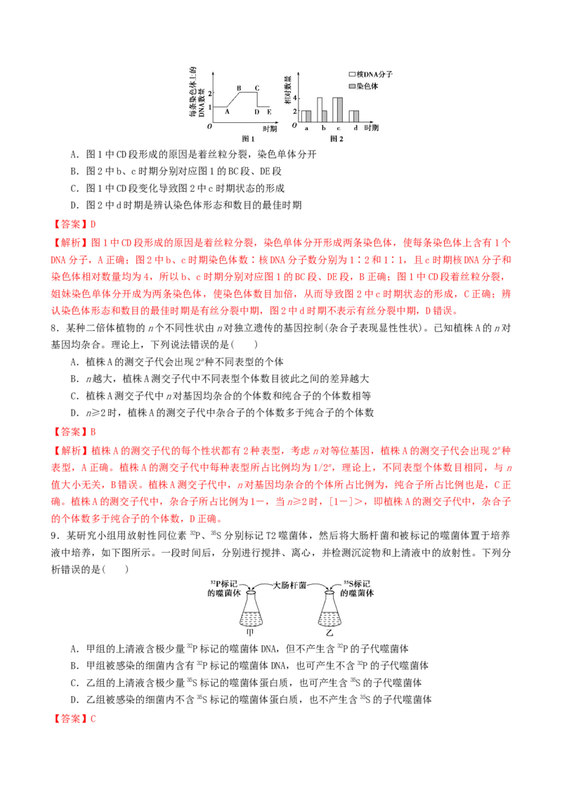 黄金卷06（解析版）-赢在高考&middot;黄金8卷备战2024年高考生物模拟卷（湖北专用）_2024年新高考资料_4.2024高考模拟预测试卷