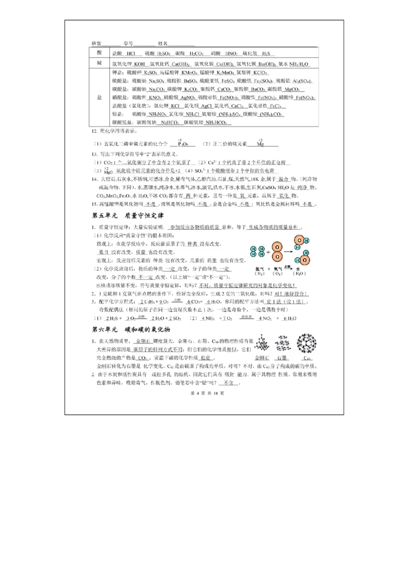 初中化学各单元期末复习提纲，照着背高分不愁！_《初中全科目知识点汇总》_初中化学知识点汇总
