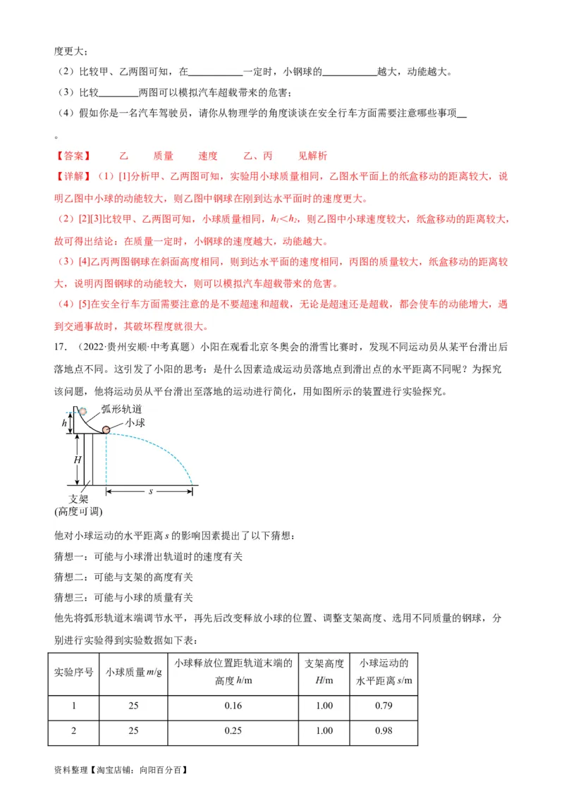 专题11功和机械能《功和机械能》章末综合训练（教师版）_8、物理总复习_2024年中考复习资料_专项复习资料_完三年（2021&mdash;2023）中考真题分项精编（全国通用）