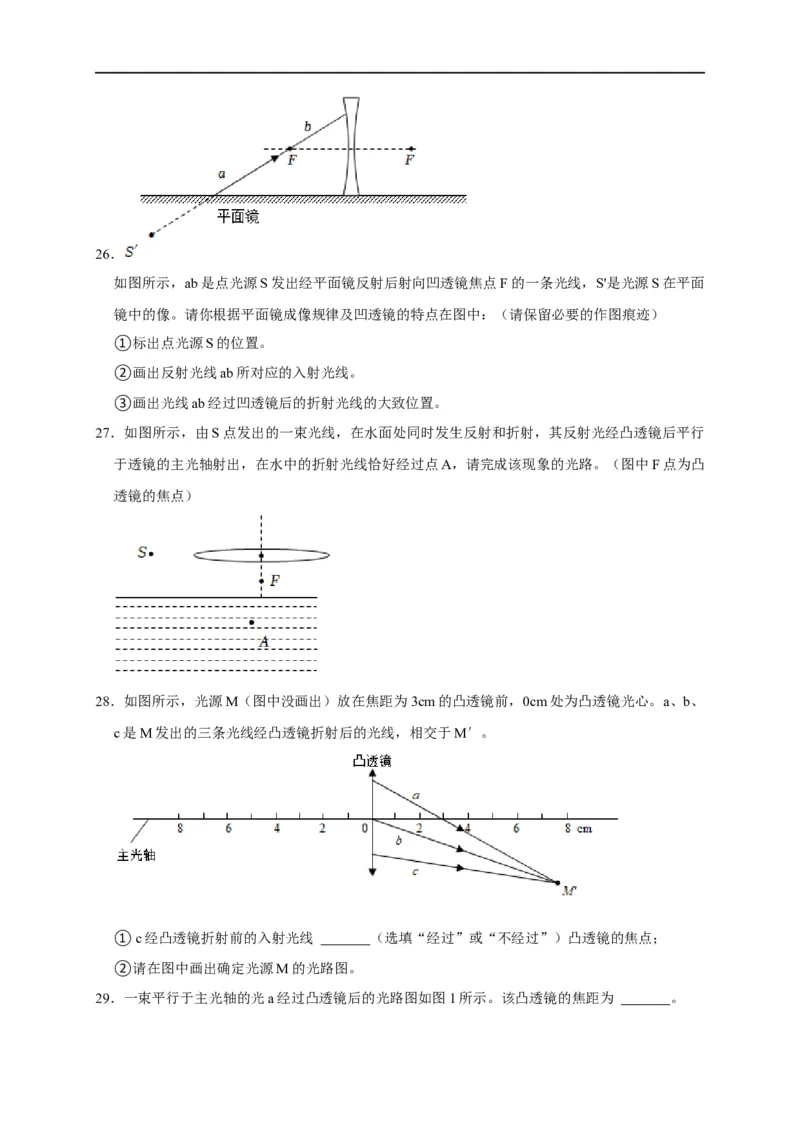 作图题02光学类（原卷版）_8、物理总复习_8.中考物理总复习_2023年中考复习资料_二轮复习_2023年中考物理二轮题型专项复习（全国通用）