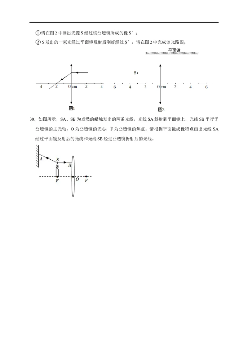 作图题02光学类（原卷版）_8、物理总复习_8.中考物理总复习_2023年中考复习资料_二轮复习_2023年中考物理二轮题型专项复习（全国通用）