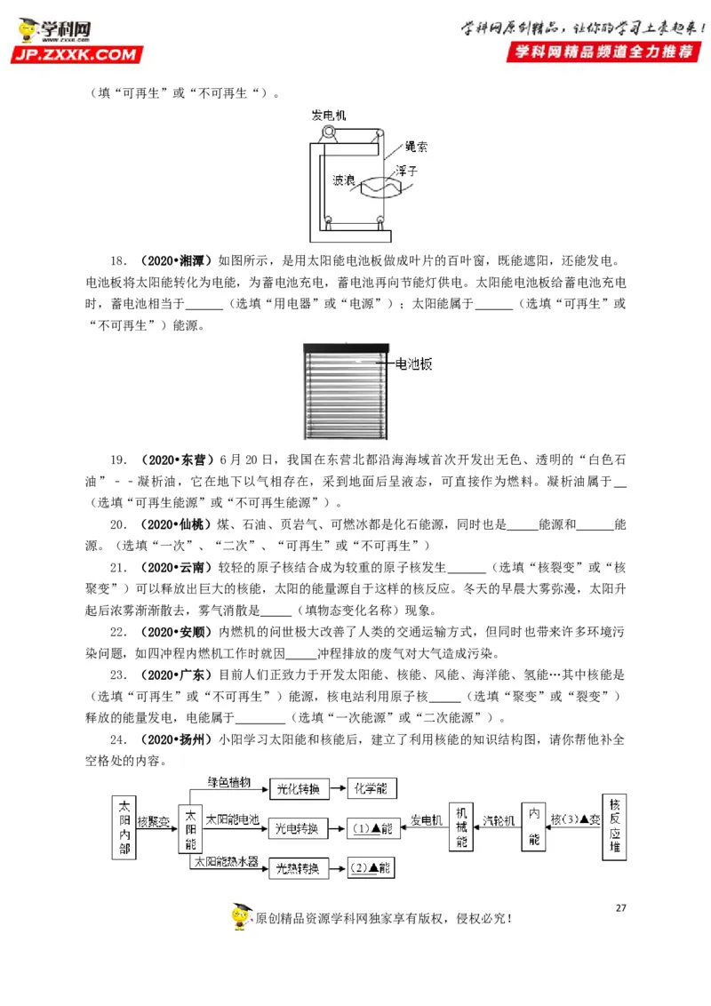 专题17信息、材料与能源、粒子和宇宙（原卷版）_8、物理总复习_8.中考物理总复习_2022年中考复习资料_三年（2019-2021）中考真题物理分项汇编（全国通用）