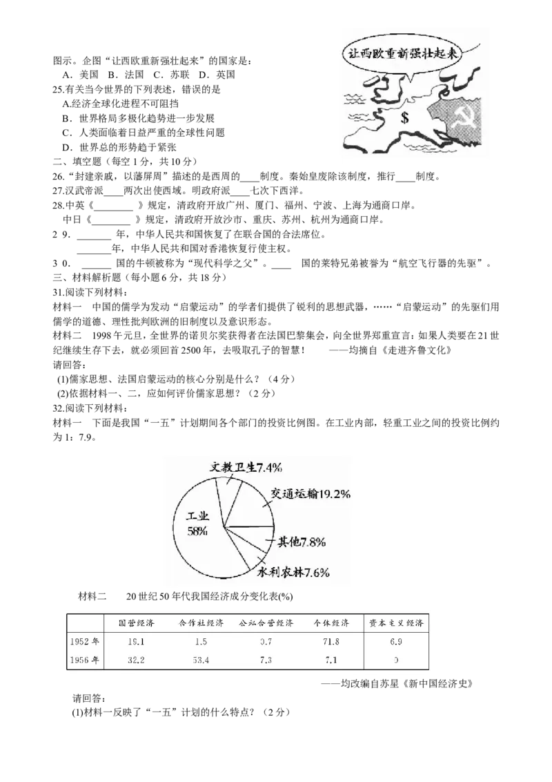 2015聊城中考历史及其答案_山东历年中考真题_山东省历年中考真题2013~2024_初中历史历年真题（2013-2024）