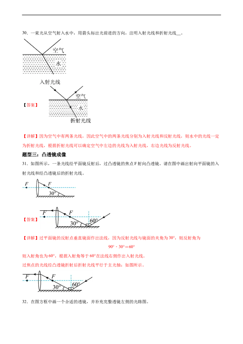 专题21光路图2022-2023中考二轮培优训练（解析版）_8、物理总复习_8.中考物理总复习_2023年中考复习资料_二轮复习_备战2023学年中考二轮培优训练