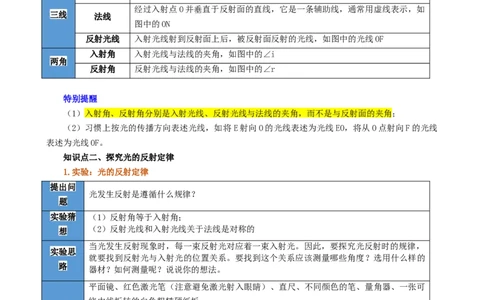 课时4.2光的反射（教师版）_初物_八年级上下册+九年级全一册物理_八年级物理上册_讲义