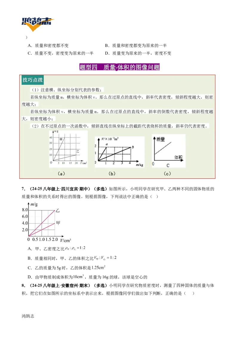 专题07质量与密度（讲义）（原卷版）_8、物理总复习_《2025年中考复习讲义》物理