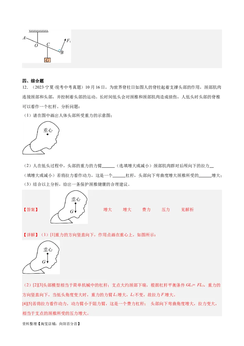 专题18杠杆（解析版）_8、物理总复习_2024年中考复习资料_一轮复习_完备战2024年中考物理一轮复习考点帮（全国通用）_教师版（含答案解析）