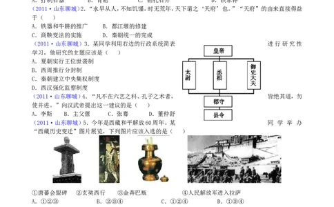 2011聊城中考历史及其答案_山东历年中考真题_山东省历年中考真题2013~2024_初中历史历年真题（2013-2024）