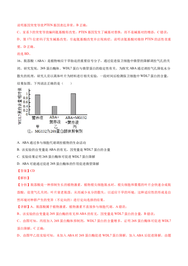 黄金卷07（解析版）-赢在高考&middot;黄金8卷备战2024年高考生物模拟卷（河北专用）_2024年新高考资料_4.2024高考模拟预测试卷