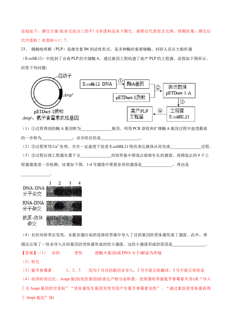 黄金卷07（解析版）-赢在高考&middot;黄金8卷备战2024年高考生物模拟卷（河北专用）_2024年新高考资料_4.2024高考模拟预测试卷