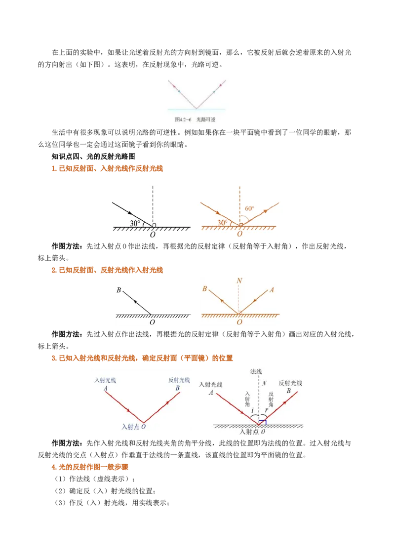 课时4.2光的反射（学生版）_初物_八年级上下册+九年级全一册物理_八年级物理上册_讲义