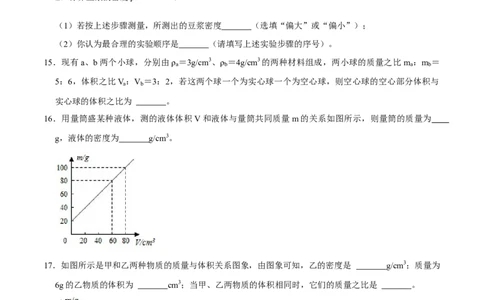 专题12质量与密度易错题型训练（原卷版）_8、物理总复习_8.中考物理总复习_2022年中考复习资料_2022年中考物理二轮复习易错考点精讲精练（人教版）