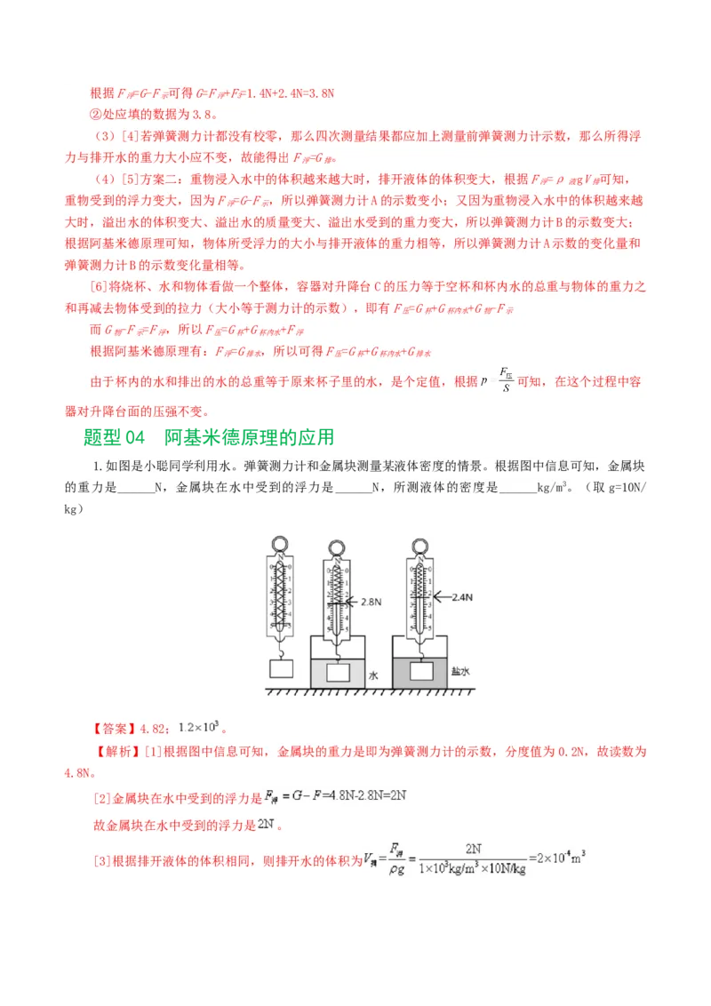 专题11浮力（7题型）（练习）（解析版）_8、物理总复习_8.中考物理总复习_2024年中考复习资料_一轮复习资料_完2024年中考物理一轮复习课件+讲义+练习（全国通用）