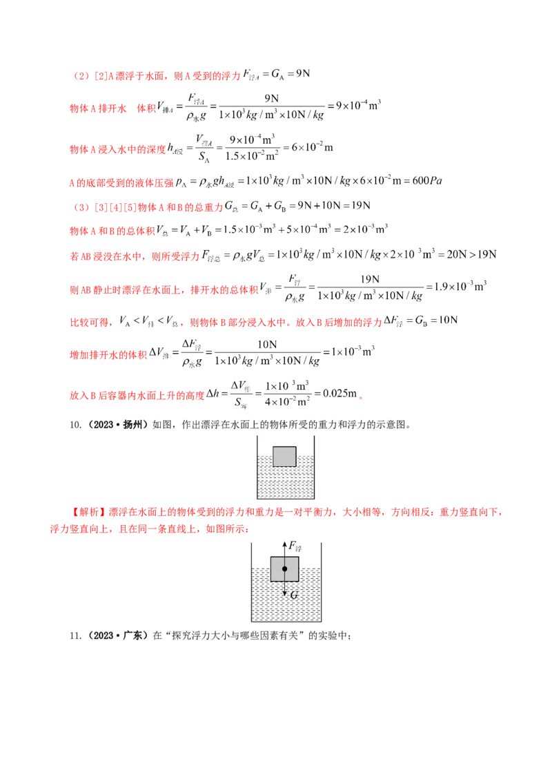 专题11浮力（7题型）（练习）（解析版）_8、物理总复习_8.中考物理总复习_2024年中考复习资料_一轮复习资料_完2024年中考物理一轮复习课件+讲义+练习（全国通用）