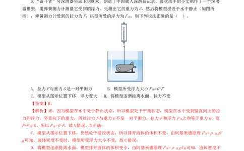 专题11浮力（7题型）（练习）（解析版）_8、物理总复习_8.中考物理总复习_2024年中考复习资料_一轮复习资料_完2024年中考物理一轮复习课件+讲义+练习（全国通用）