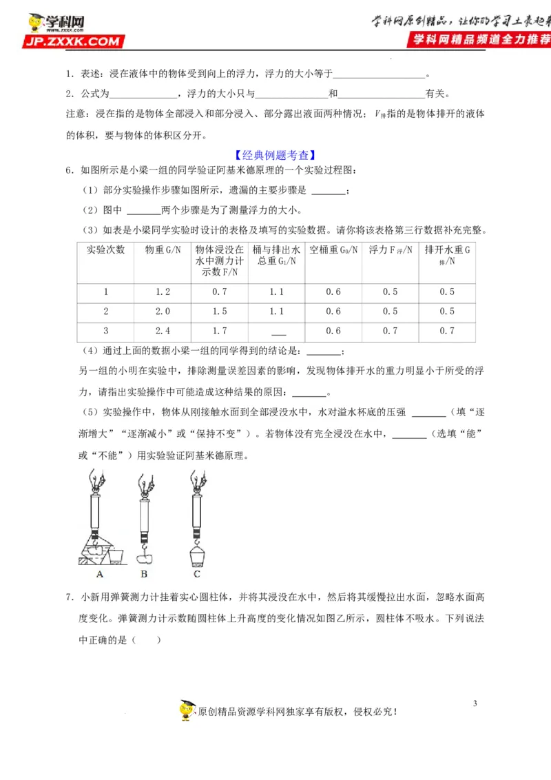 第10章浮力（原卷版）_8、物理总复习_8.中考物理总复习_2022年中考复习资料_2022年中考物理一轮复习知识点梳理与针对性分层训练（人教版）265897621