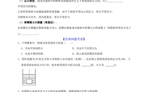 第10章浮力（原卷版）_8、物理总复习_8.中考物理总复习_2022年中考复习资料_2022年中考物理一轮复习知识点梳理与针对性分层训练（人教版）265897621