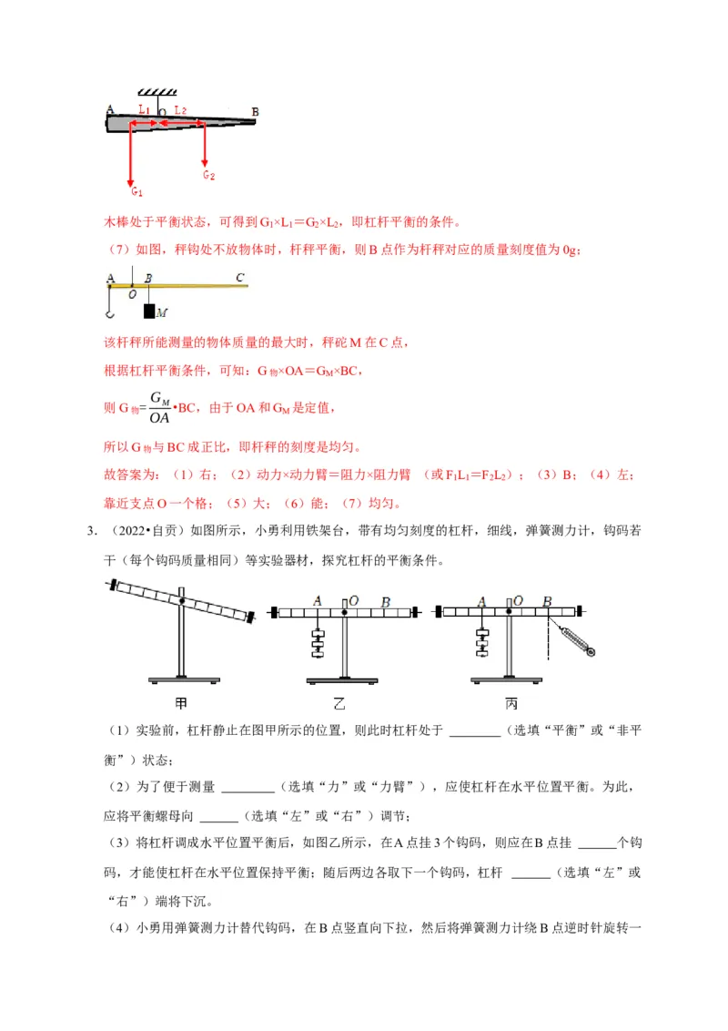 实验12探究杠杆的平衡条件（解析版）_8、物理总复习_2024年中考复习资料_二轮复习_（讲义+练习）2024年中考物理二轮题型专项复习