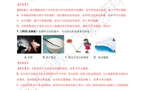 专题40光现象情景问题（解析版）_8、物理总复习_8.中考物理总复习_2023年中考复习资料_专项复习_2023年用小微专题精准练助力中考物理四点问题大突破