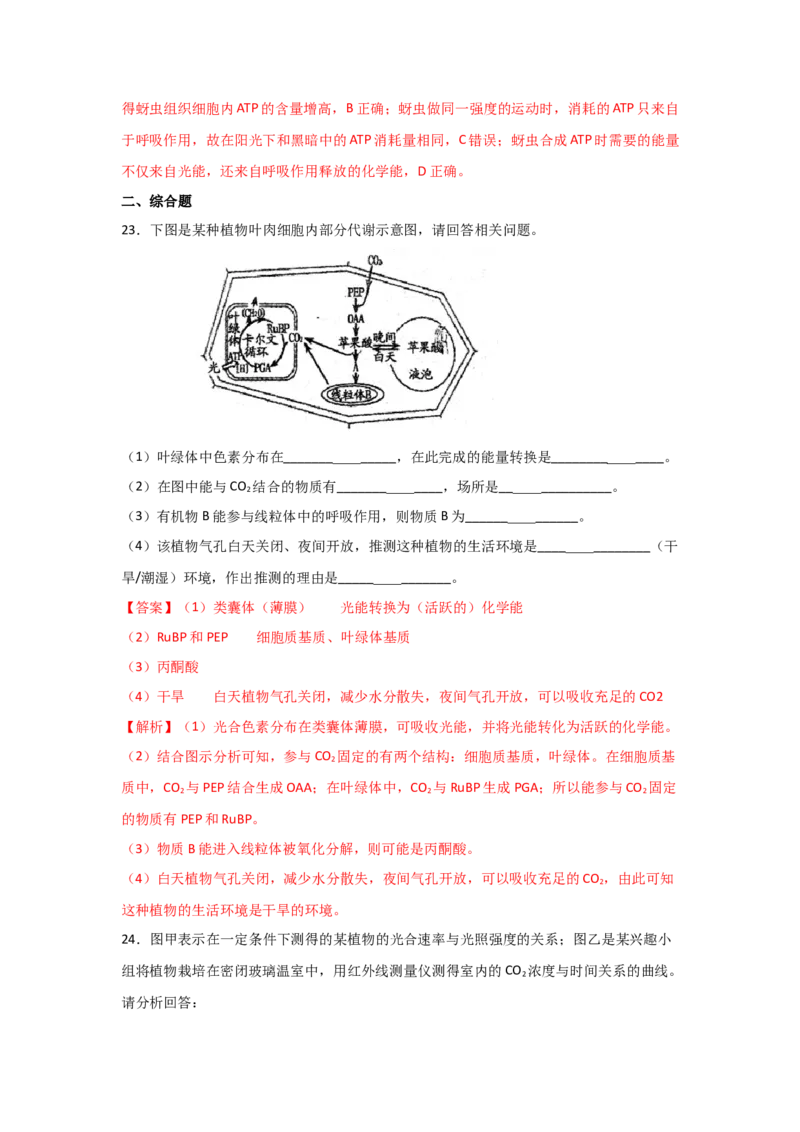专题09_光与光合作用(教师版)_新高考复习资料_2023年新高考复习资料_二轮复习_增分要点2023高考生物二轮复习专题解读和分层训练291073137