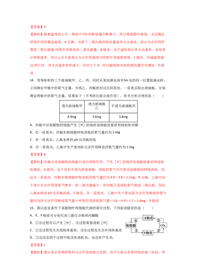 专题09_光与光合作用(教师版)_新高考复习资料_2023年新高考复习资料_二轮复习_增分要点2023高考生物二轮复习专题解读和分层训练291073137