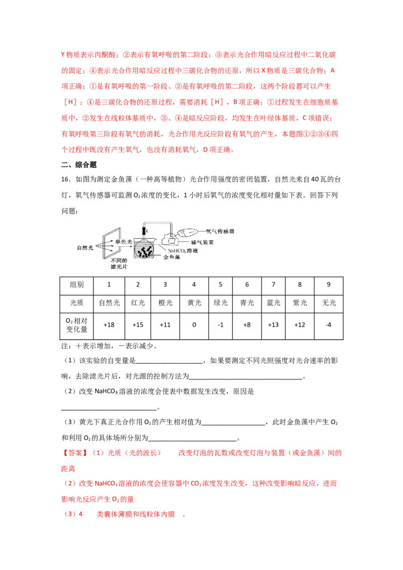专题09_光与光合作用(教师版)_新高考复习资料_2023年新高考复习资料_二轮复习_增分要点2023高考生物二轮复习专题解读和分层训练291073137