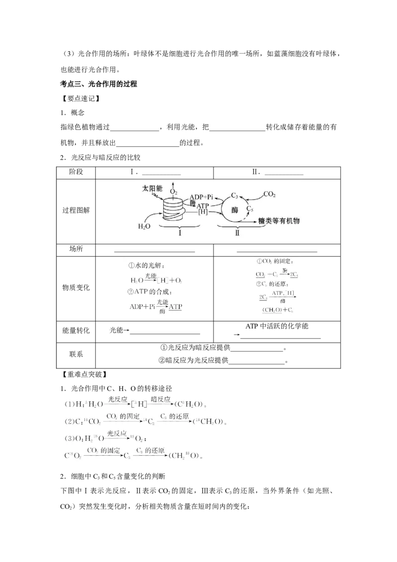 专题09_光与光合作用(教师版)_新高考复习资料_2023年新高考复习资料_二轮复习_增分要点2023高考生物二轮复习专题解读和分层训练291073137