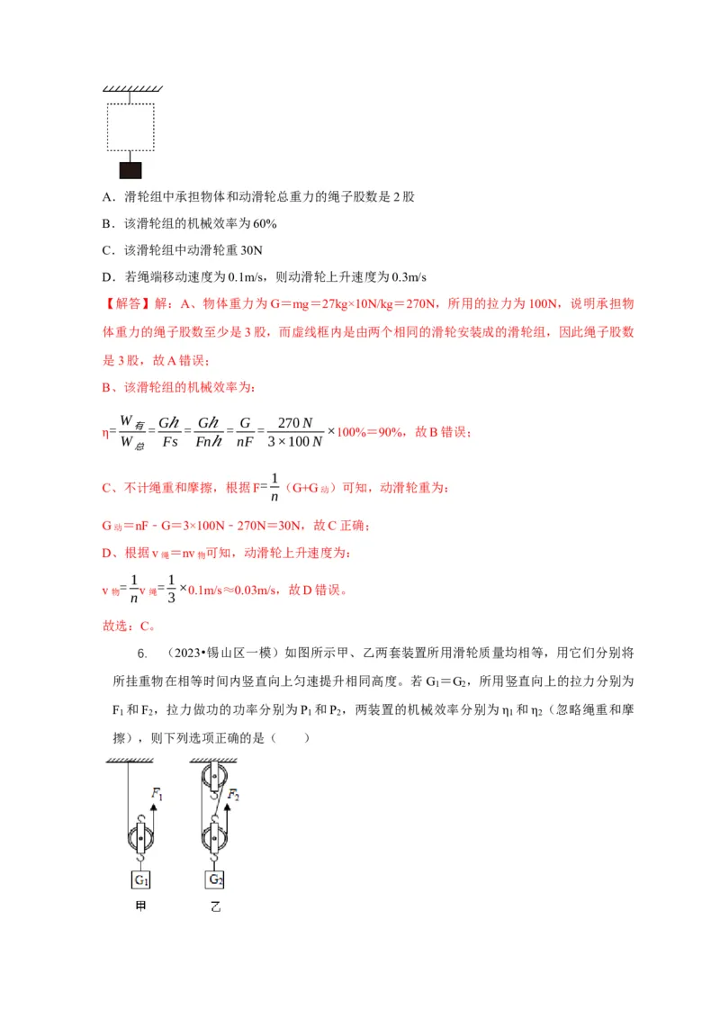 专题12滑轮的受力分析机械效率（解析版）_8、物理总复习_2024年中考复习资料_二轮复习_2024年中考物理二轮专项复习核心考点讲解与必刷题型汇编