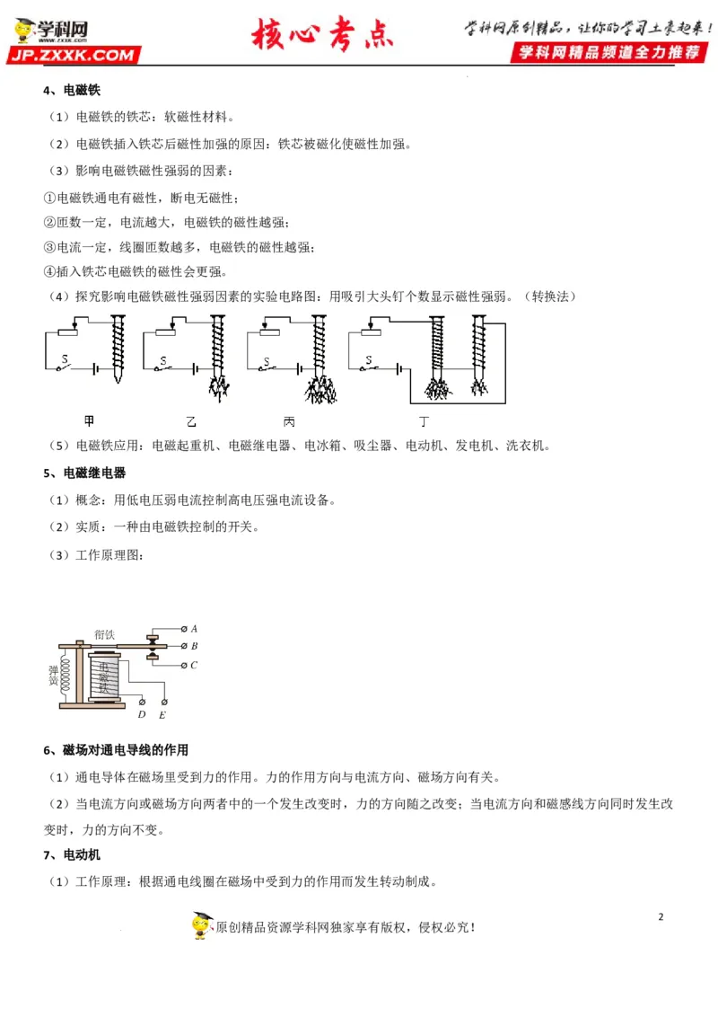 专题38电与磁的转换（原卷版）-2022年中考物理二轮专项复习核心考点讲解与必刷题型汇编（全国通用）_8、物理总复习_8.中考物理总复习_2022年中考复习资料