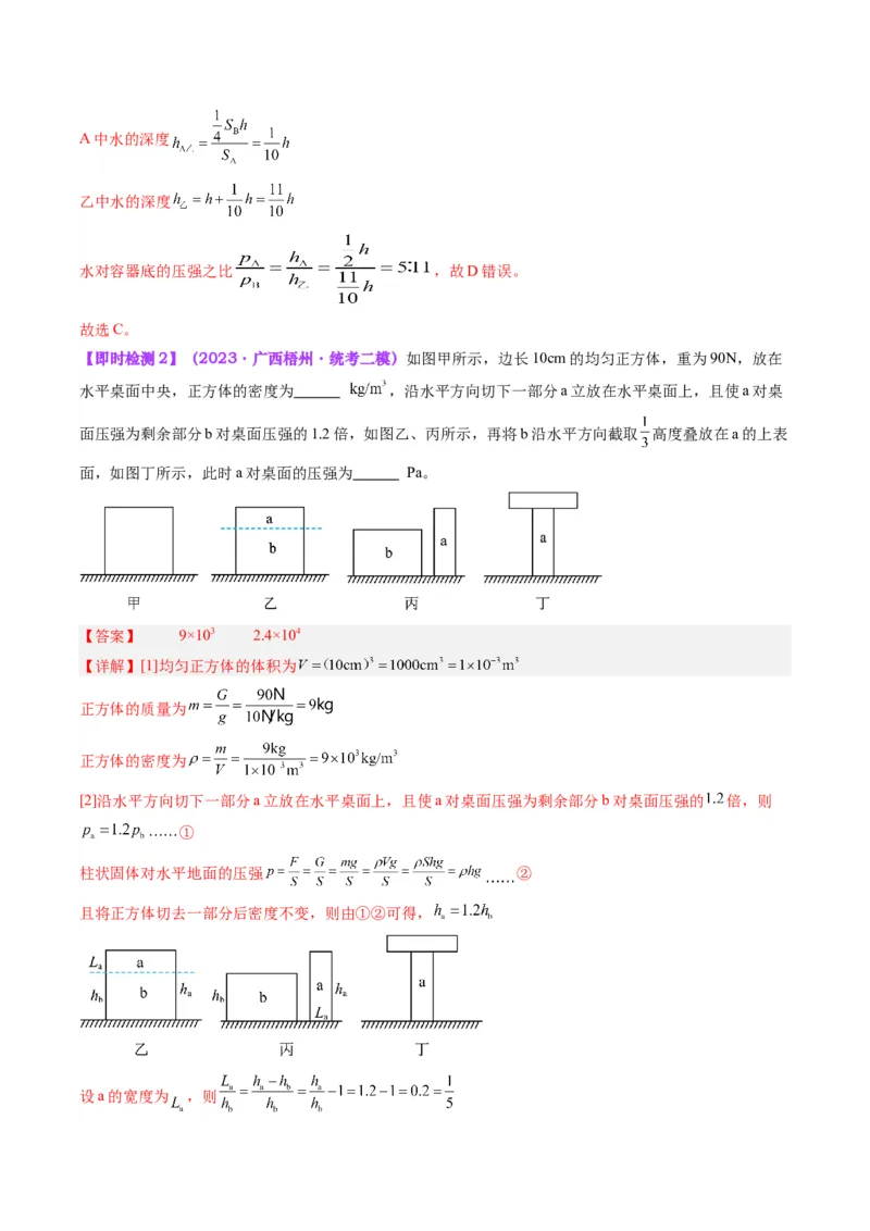 专题10压力与压强（解析版）_8、物理总复习_8.中考物理总复习_2024年中考复习资料_一轮复习资料_完备战2024年中考物理一轮复习讲义练习（全国通用）_教师版（含答案解析）
