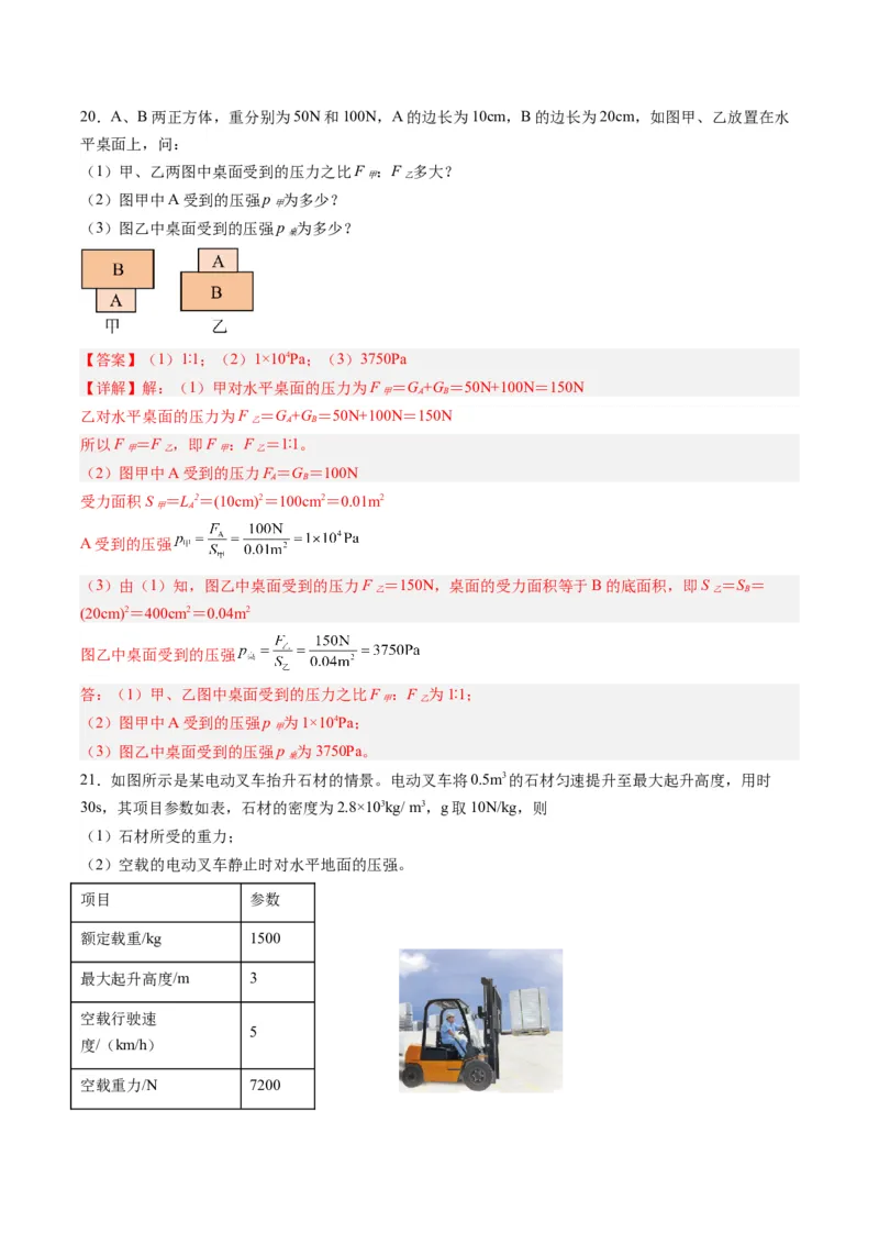 专题10压力与压强（解析版）_8、物理总复习_8.中考物理总复习_2024年中考复习资料_一轮复习资料_完备战2024年中考物理一轮复习讲义练习（全国通用）_教师版（含答案解析）
