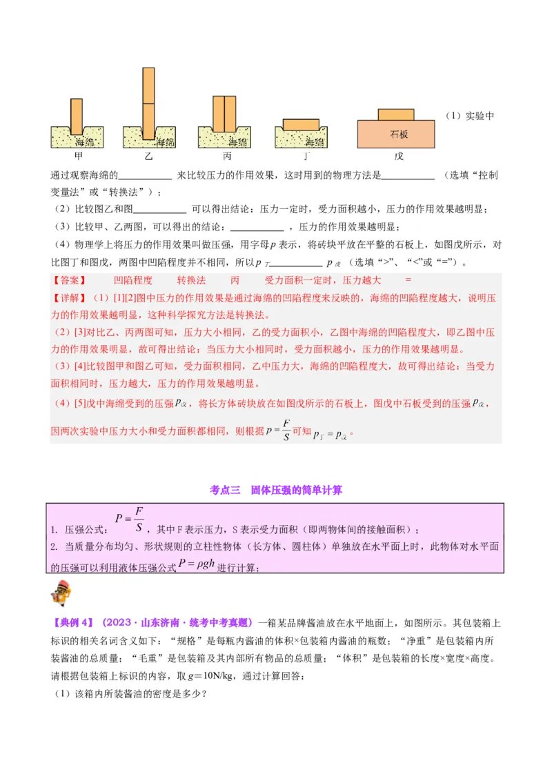 专题10压力与压强（解析版）_8、物理总复习_8.中考物理总复习_2024年中考复习资料_一轮复习资料_完备战2024年中考物理一轮复习讲义练习（全国通用）_教师版（含答案解析）