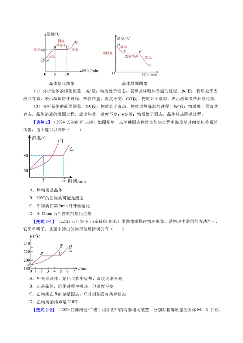 课时3.2熔化和凝固（学生版）_初物_八年级上下册+九年级全一册物理_八年级物理上册_讲义