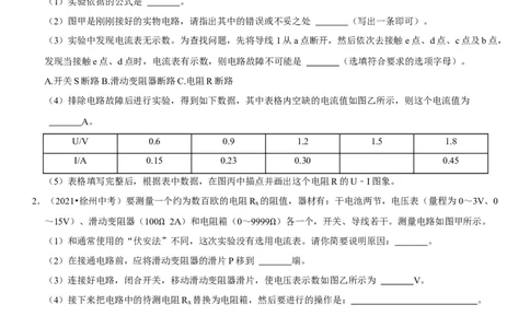 专题36测量未知电阻阻值（原卷版）-2022年中考物理二轮专项复习核心考点讲解与必刷题型汇编（全国通用）_8、物理总复习_8.中考物理总复习_2022年中考复习资料