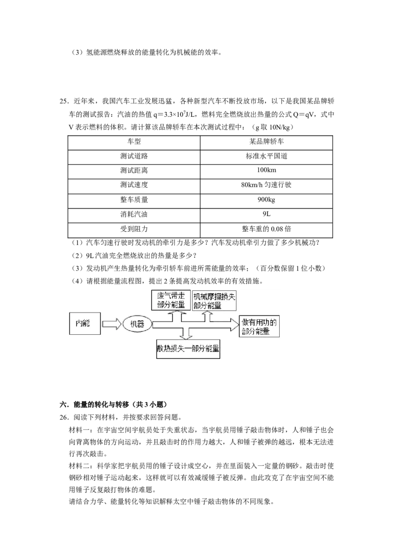 专题02《内能的利用》压轴培优题型训练七大题型（原卷版）_初物_八年级上下册+九年级全一册物理_九年级物理全一册_压轴题训练