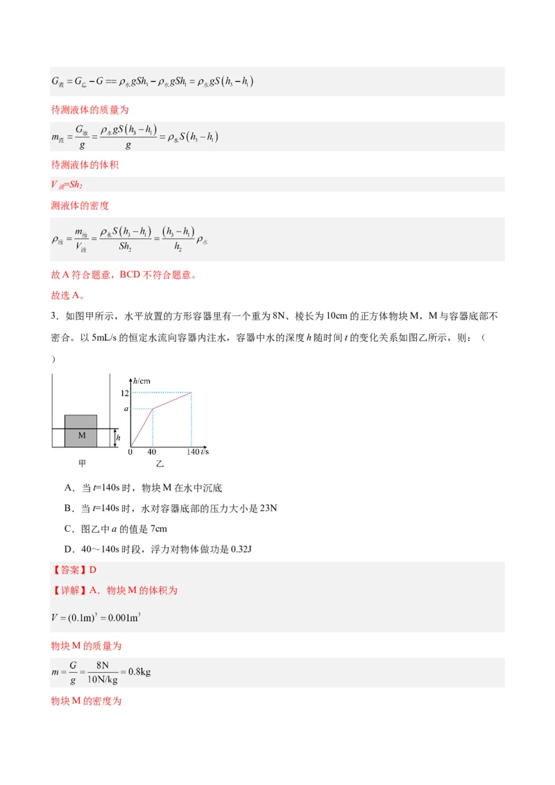 专题15物体沉浮条件及其应用（解析版）_8、物理总复习_8.中考物理总复习_2024年中考复习资料_一轮复习资料_完备战2024年中考物理一轮复习讲义练习（全国通用）